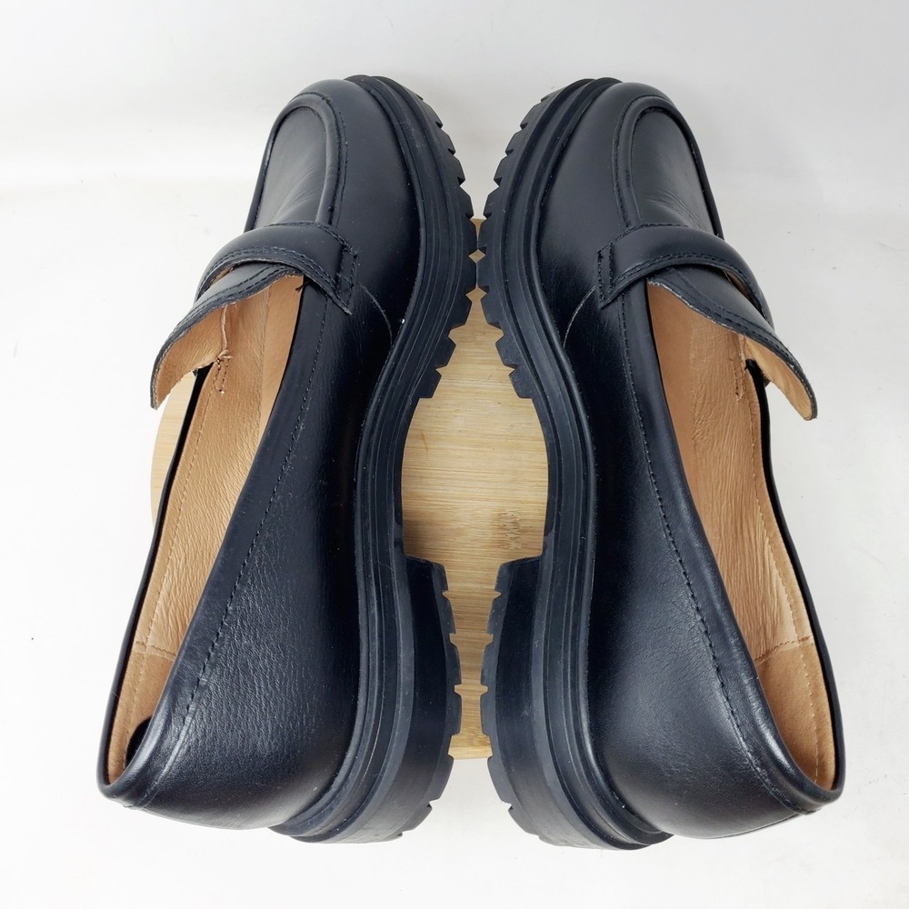 Madewell Chunky Loafer Womens 11 Bradley Black‎ Leather Platform Lug Sole Shoes - Picture 10 of 13
